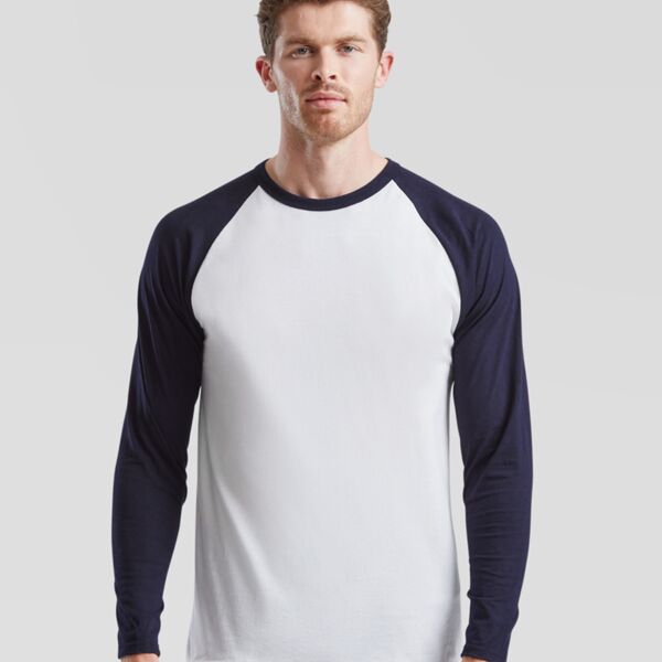 Fruit of the Loom Contrast Long Sleeve Baseball T-Shirt Thumbnail